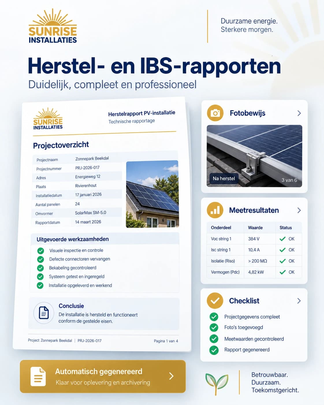 Voorbeeldrapport: stijlvoorbeeld van een herstelrapportage, geen echt project